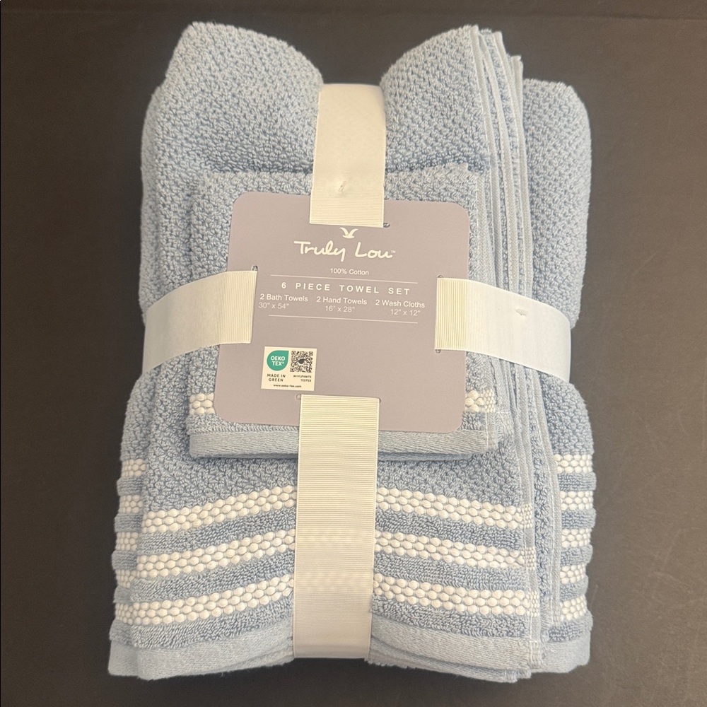 TRULY LOU 100% Cotton 6pc Bath Towel Set - Chambray17